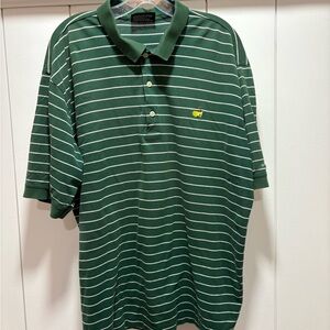 Masters Collection Polo Shirt Mens XL Green Yellow Striped Pima Cotton Golf
